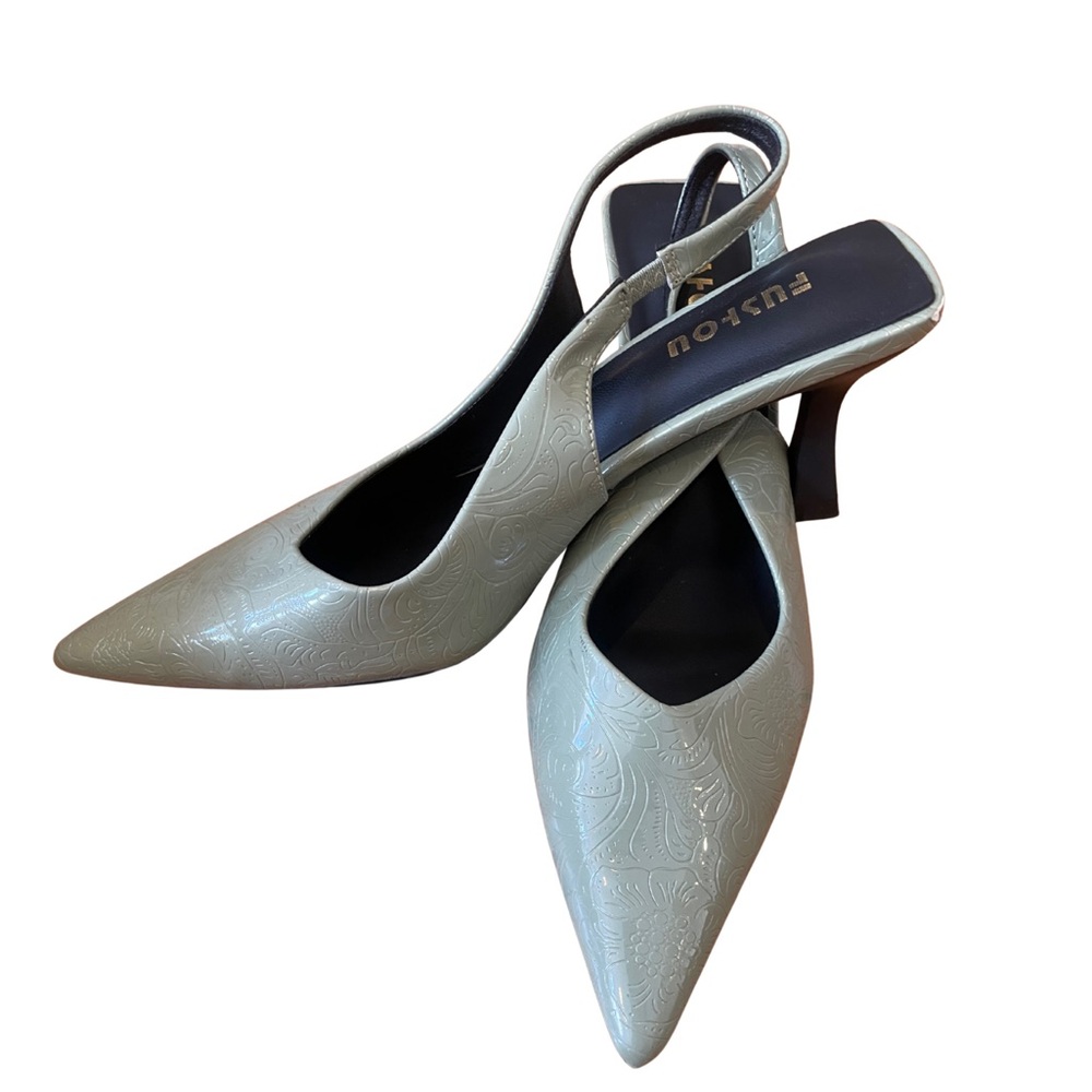 Women's Elegant Sage Green Slingback Heels